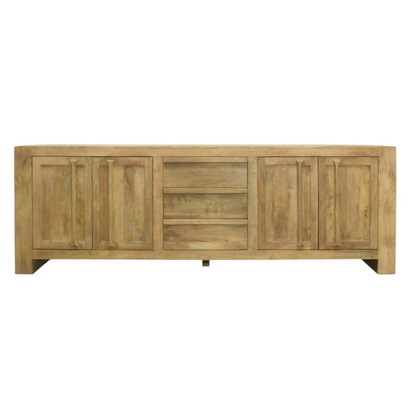 HomeRoots 94" Natural Distressed Solid Wood Sideboard - Elegant Storage Solution with Timeless Vintage Charm 606282