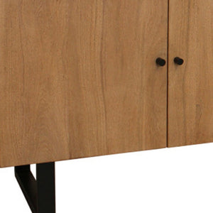HomeRoots 80" Natural Distressed Solid Wood Live Edge Credenza - Rustic Storage Solution for Any Room 606283