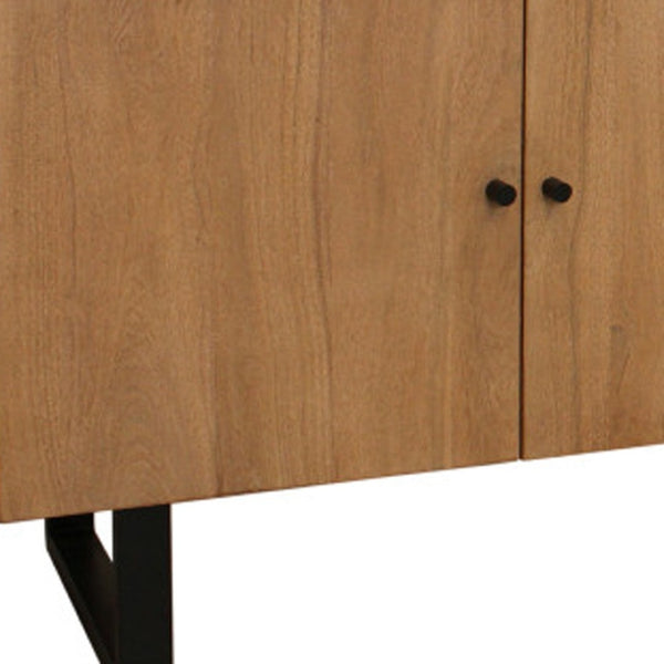 HomeRoots 80" Natural Distressed Solid Wood Live Edge Credenza - Rustic Storage Solution for Any Room 606283
