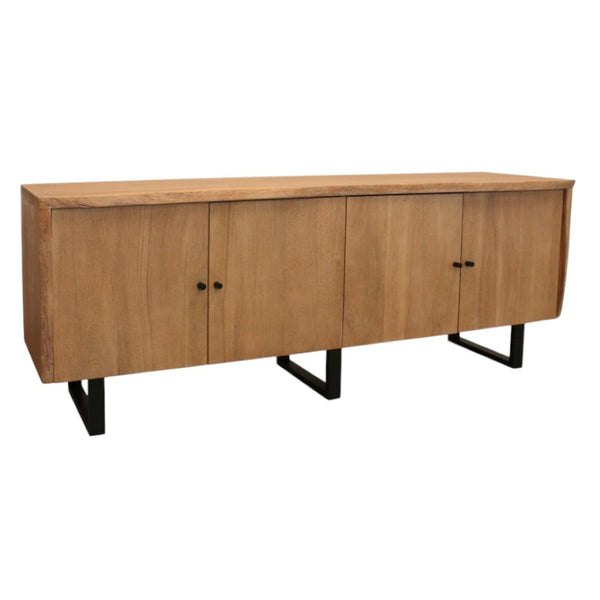 HomeRoots 80" Natural Distressed Solid Wood Live Edge Credenza - Rustic Storage Solution for Any Room 606283