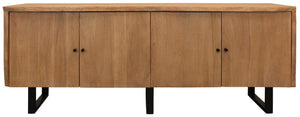 HomeRoots 80" Natural Distressed Solid Wood Live Edge Credenza - Rustic Storage Solution for Any Room 606283