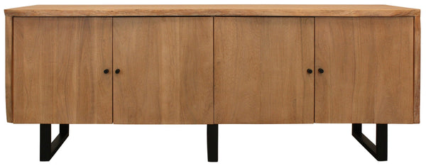 HomeRoots 80" Natural Distressed Solid Wood Live Edge Credenza - Rustic Storage Solution for Any Room 606283