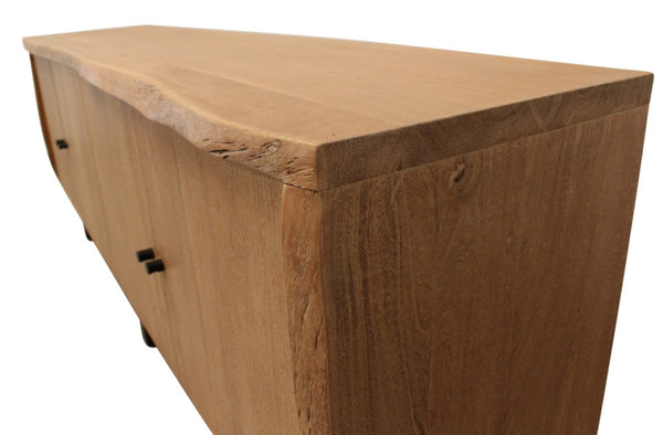 HomeRoots 80" Natural Distressed Solid Wood Live Edge Credenza - Rustic Storage Solution for Any Room 606283