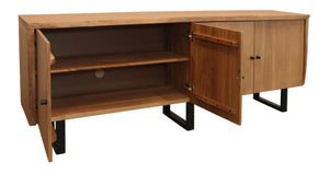 HomeRoots 80" Natural Distressed Solid Wood Live Edge Credenza - Rustic Storage Solution for Any Room 606283