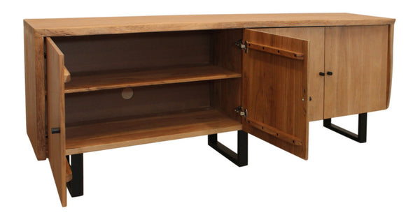 HomeRoots 80" Natural Distressed Solid Wood Live Edge Credenza - Rustic Storage Solution for Any Room 606283