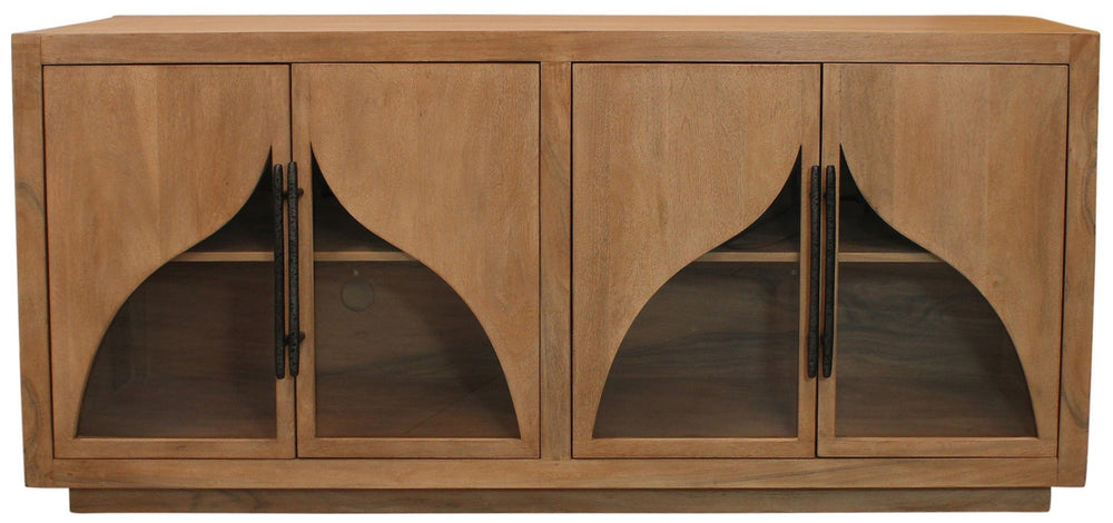 HomeRoots 70" Natural Distressed Solid Wood Sideboard - Rustic Charm Meets Ample Storage for Any Space 606285