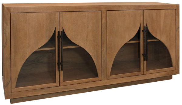 HomeRoots 70" Natural Distressed Solid Wood Sideboard - Rustic Charm Meets Ample Storage for Any Space 606285