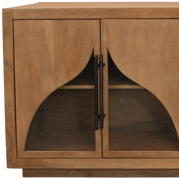 HomeRoots 70" Natural Distressed Solid Wood Sideboard - Rustic Charm Meets Ample Storage for Any Space 606285