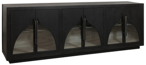 HomeRoots 95" Dark Brown Distressed Solid Wood Sideboard - Versatile Storage Cabinet with Vintage Charm 606286