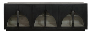 HomeRoots 95" Dark Brown Distressed Solid Wood Sideboard - Versatile Storage Cabinet with Vintage Charm 606286
