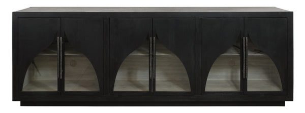 HomeRoots 95" Dark Brown Distressed Solid Wood Sideboard - Versatile Storage Cabinet with Vintage Charm 606286