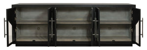 HomeRoots 95" Dark Brown Distressed Solid Wood Sideboard - Versatile Storage Cabinet with Vintage Charm 606286