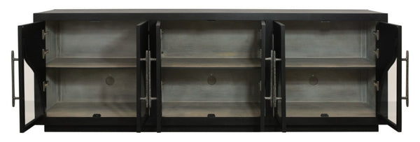 HomeRoots 95" Dark Brown Distressed Solid Wood Sideboard - Versatile Storage Cabinet with Vintage Charm 606286