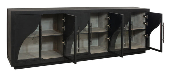 HomeRoots 95" Dark Brown Distressed Solid Wood Sideboard - Versatile Storage Cabinet with Vintage Charm 606286