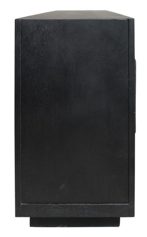 HomeRoots 95" Dark Brown Distressed Solid Wood Sideboard - Versatile Storage Cabinet with Vintage Charm 606286