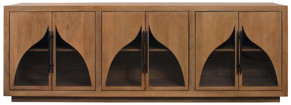 HomeRoots 95" Natural Distressed Solid Wood Sideboard – Versatile Storage Buffet for Classic Home Décor 606287