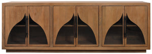 HomeRoots 95" Natural Distressed Solid Wood Sideboard – Versatile Storage Buffet for Classic Home Décor 606287