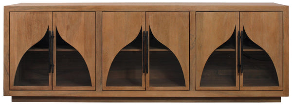 HomeRoots 95" Natural Distressed Solid Wood Sideboard – Versatile Storage Buffet for Classic Home Décor 606287