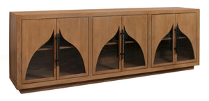 HomeRoots 95" Natural Distressed Solid Wood Sideboard – Versatile Storage Buffet for Classic Home Décor 606287
