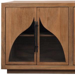 HomeRoots 95" Natural Distressed Solid Wood Sideboard – Versatile Storage Buffet for Classic Home Décor 606287