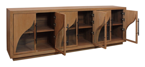 HomeRoots 95" Natural Distressed Solid Wood Sideboard – Versatile Storage Buffet for Classic Home Décor 606287