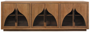 HomeRoots 95" Natural Distressed Solid Wood Sideboard – Versatile Storage Buffet for Classic Home Décor 606287