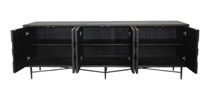 HomeRoots 91" Reclaimed Wood Geometric Sideboard - Distressed Black Finish with Ample Storage & Style Impact 606289