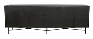 HomeRoots 91" Reclaimed Wood Geometric Sideboard - Distressed Black Finish with Ample Storage & Style Impact 606289