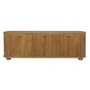 HomeRoots 98" Rustic Distressed Solid Wood Sideboard with 6 Doors - Versatile Storage for Any Room! 606291