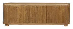HomeRoots 98" Rustic Distressed Solid Wood Sideboard with 6 Doors - Versatile Storage for Any Room! 606291