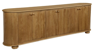 HomeRoots 98" Rustic Distressed Solid Wood Sideboard with 6 Doors - Versatile Storage for Any Room! 606291