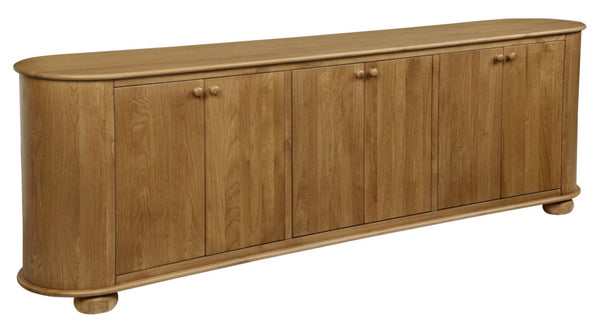 HomeRoots 98" Rustic Distressed Solid Wood Sideboard with 6 Doors - Versatile Storage for Any Room! 606291