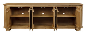 HomeRoots 98" Rustic Distressed Solid Wood Sideboard with 6 Doors - Versatile Storage for Any Room! 606291