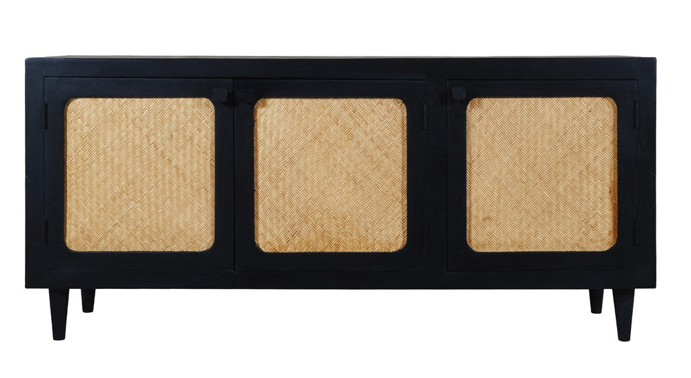 HomeRoots 60" Black Distressed Solid Wood Sideboard - Stylish Storage Solution for Any Room Décor Style! 606293