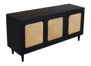 HomeRoots 60" Black Distressed Solid Wood Sideboard - Stylish Storage Solution for Any Room Décor Style! 606293