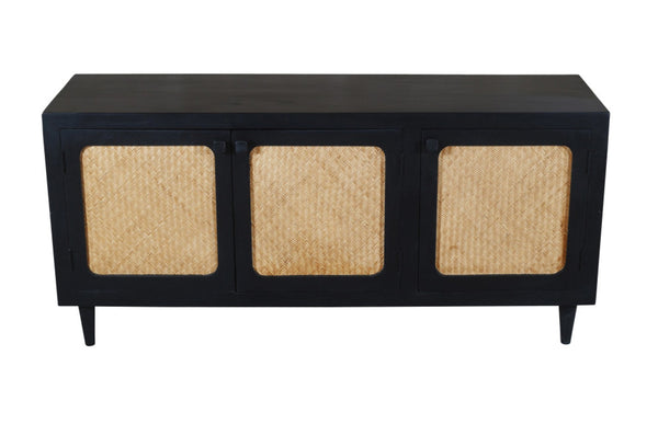 HomeRoots 60" Black Distressed Solid Wood Sideboard - Stylish Storage Solution for Any Room Décor Style! 606293