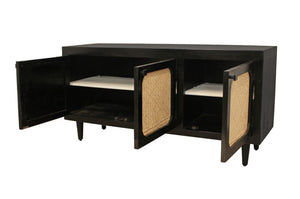 HomeRoots 60" Black Distressed Solid Wood Sideboard - Stylish Storage Solution for Any Room Décor Style! 606293