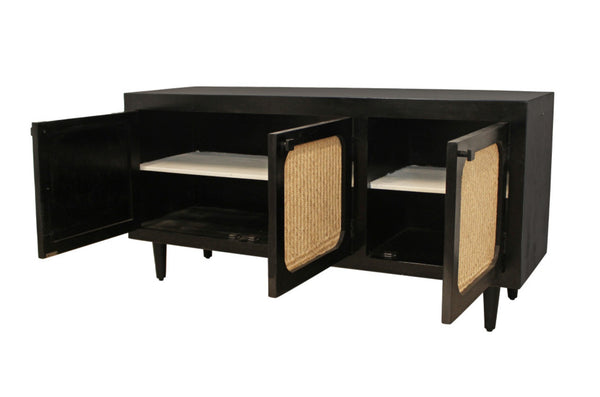 HomeRoots 60" Black Distressed Solid Wood Sideboard - Stylish Storage Solution for Any Room Décor Style! 606293