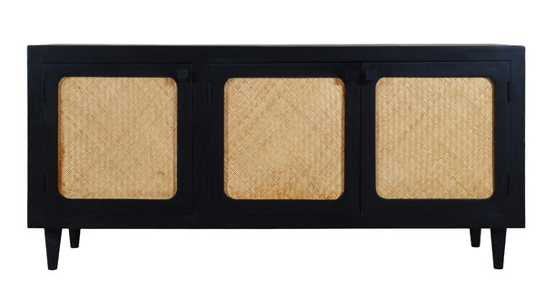 HomeRoots 60" Black Distressed Solid Wood Sideboard - Stylish Storage Solution for Any Room Décor Style! 606293