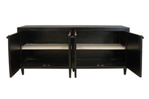 HomeRoots 82" Black Distressed Solid Wood Sideboard - Stylish Storage Solution for Modern Farmhouse Decor 606294