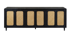 HomeRoots 94" Black Distressed Solid Wood Sideboard - Stylish, Durable Storage Cabinet for Any Room Decor 606295