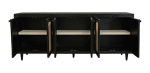 HomeRoots 94" Black Distressed Solid Wood Sideboard - Stylish, Durable Storage Cabinet for Any Room Decor 606295
