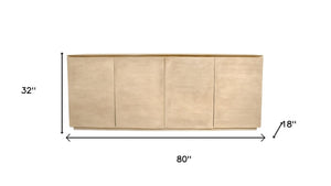 HomeRoots 80" Natural Distressed Solid Wood Sideboard - Versatile Storage Cabinet for Dining & Living Spaces 606298