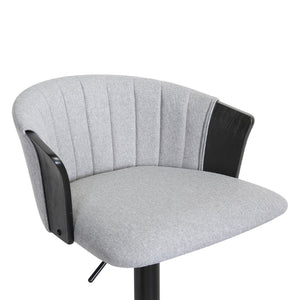 English Elm Lydia Swivel Adjustable Barstool Upholstered Fabric Seat with Black Wood Frame Gray B2736P464835