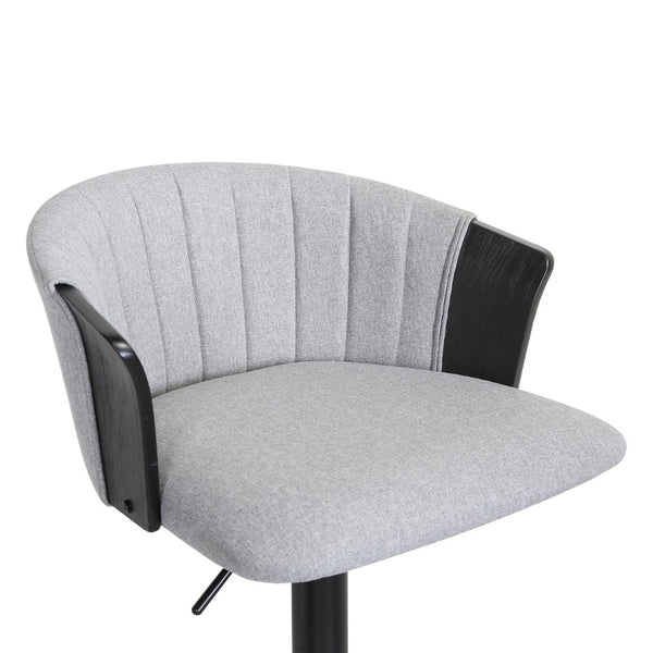 English Elm Lydia Swivel Adjustable Barstool Upholstered Fabric Seat with Black Wood Frame Gray B2736P464835