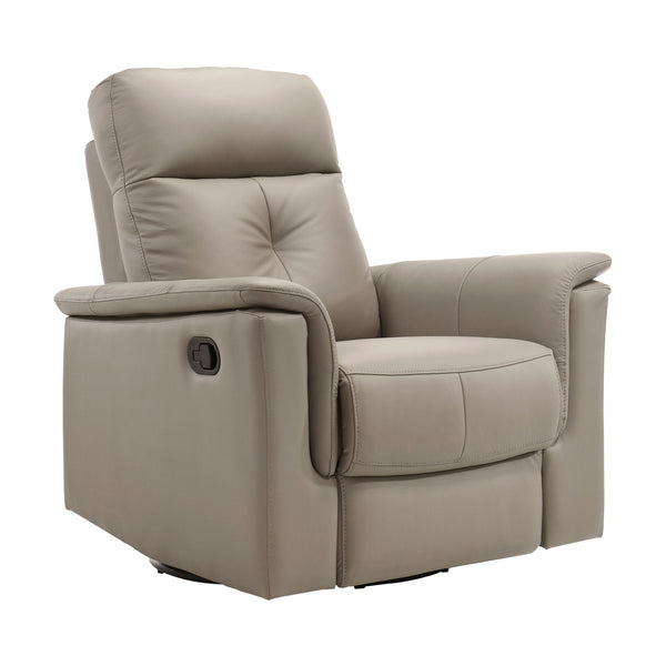 English Elm Latte Top Grain Leather Swivel Glider Recliner Chair - 360° Motion, Manual Pull-Tab Recline, Modern Comfort B011P329278
