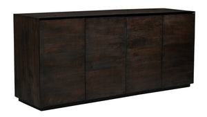HomeRoots 80" Dark Brown Distressed Solid Wood Sideboard - Stylish Storage with Versatile Design for Any Space 606300