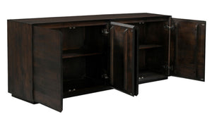 HomeRoots 80" Dark Brown Distressed Solid Wood Sideboard - Stylish Storage with Versatile Design for Any Space 606300
