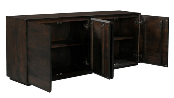HomeRoots 80" Dark Brown Distressed Solid Wood Sideboard - Stylish Storage with Versatile Design for Any Space 606300