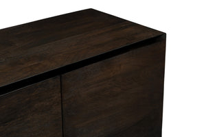 HomeRoots 80" Dark Brown Distressed Solid Wood Sideboard - Stylish Storage with Versatile Design for Any Space 606300